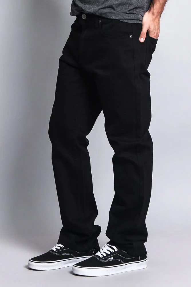 Men's Straight Fit Colored Denim Jeans (Jet Black)