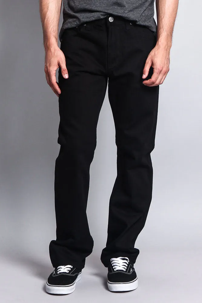 Men's Straight Fit Colored Denim Jeans (Jet Black)