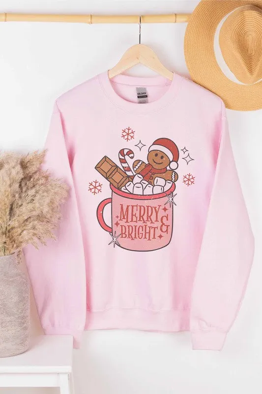 MERRY & BRIGHT CHRISTMAS DRINK GRAPHIC SWEATSHIRT