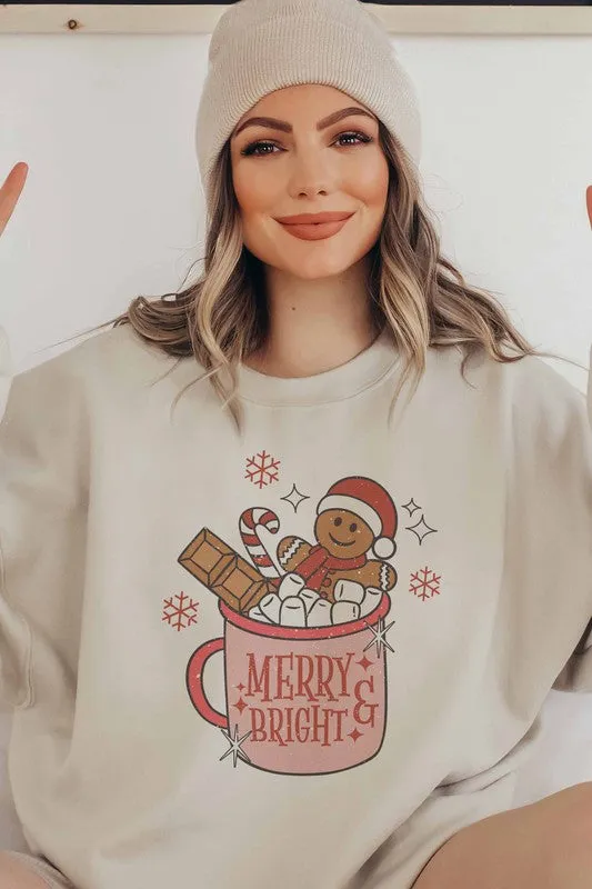 MERRY & BRIGHT CHRISTMAS DRINK GRAPHIC SWEATSHIRT