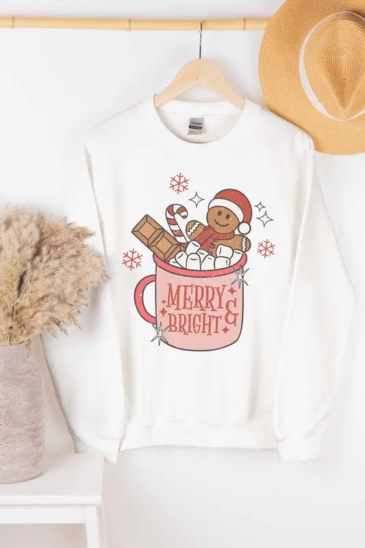 MERRY & BRIGHT CHRISTMAS DRINK GRAPHIC SWEATSHIRT