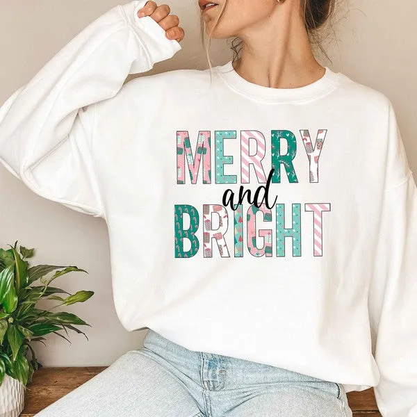 MERRY BRIGHT CHRISTMAS GRAPHIC SWEATSHIRT