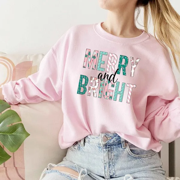 MERRY BRIGHT CHRISTMAS GRAPHIC SWEATSHIRT