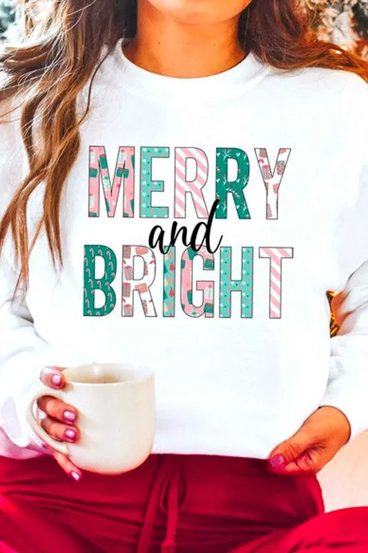 MERRY BRIGHT CHRISTMAS GRAPHIC SWEATSHIRT