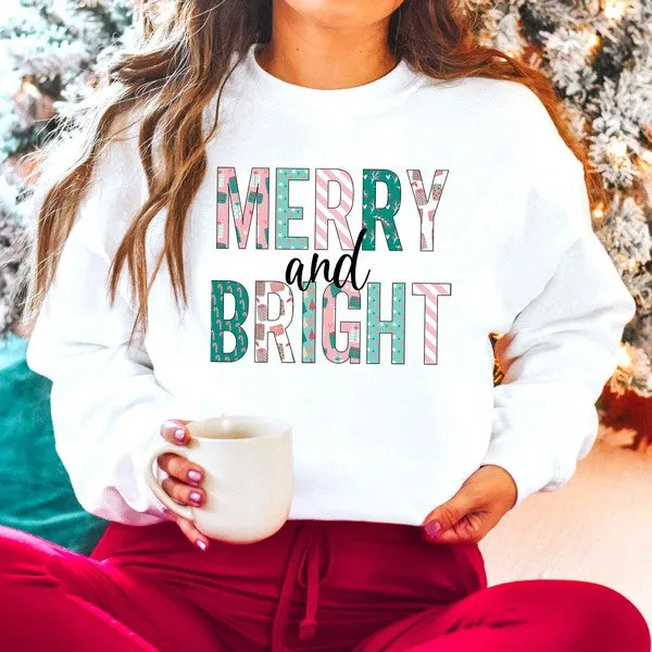 MERRY BRIGHT CHRISTMAS GRAPHIC SWEATSHIRT