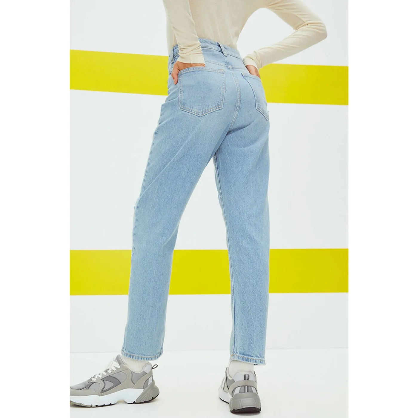 Mom Light Blue High Ripped Jeans