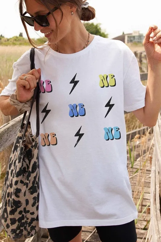 NEBRASKA STATE NE LIGHTNING GRAPHIC TEE PLUS SIZE