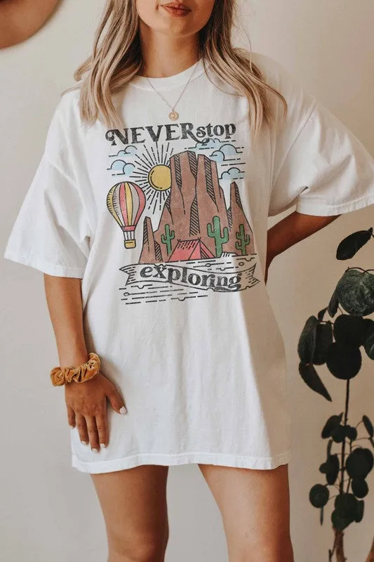 NEVER STOP EXPLORING GRAPHIC TEE PLUS SIZE