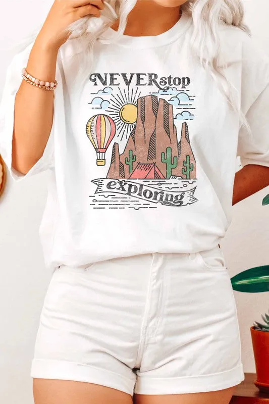 NEVER STOP EXPLORING GRAPHIC TEE PLUS SIZE