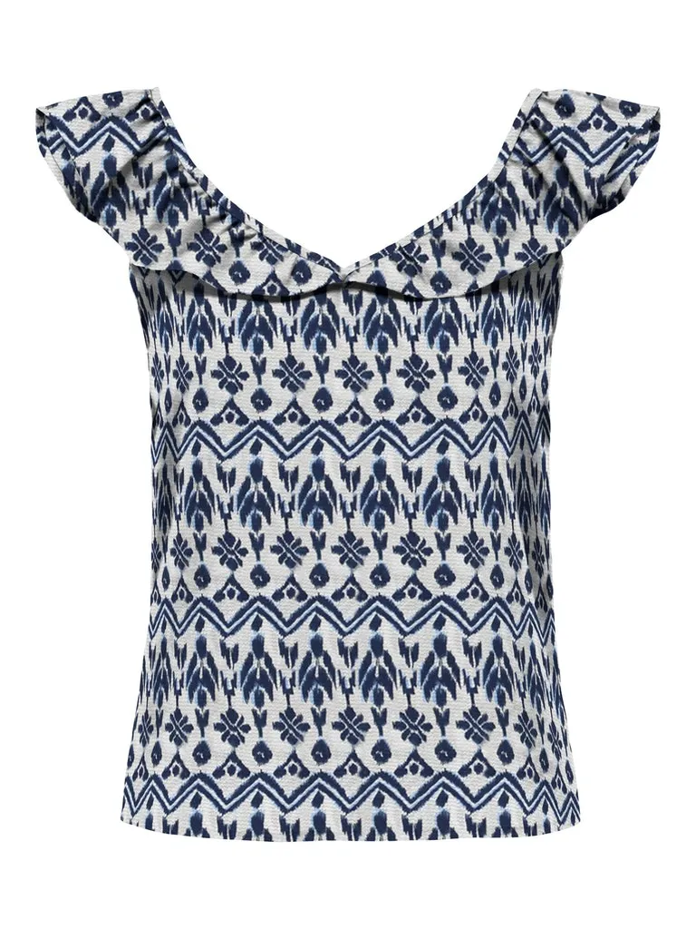 Nova Lux Sleeveless Frill Top - Printed