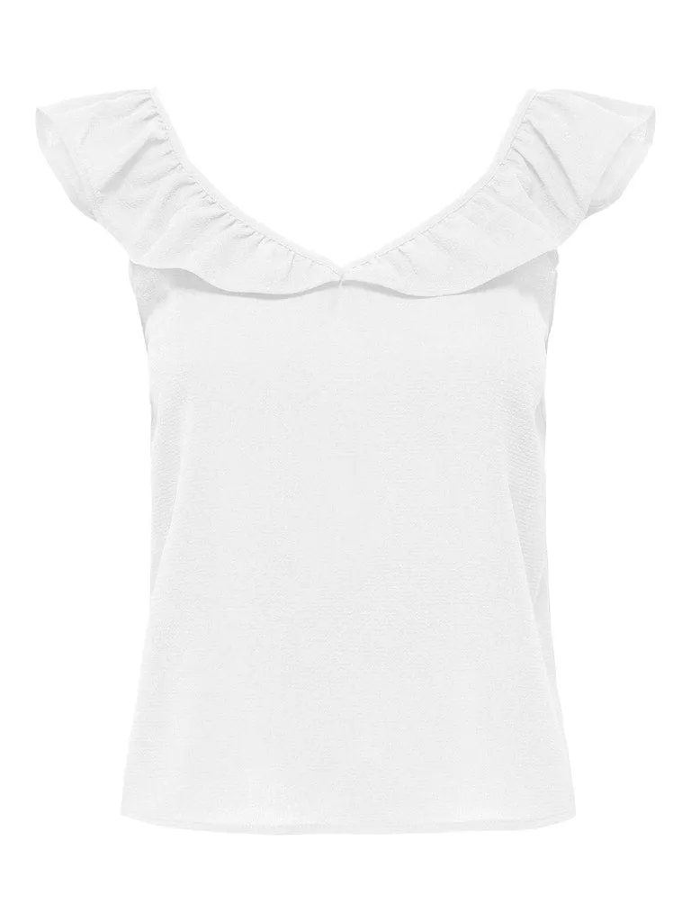 Nova Lux Sleeveless Frill Top - Turquoise and White