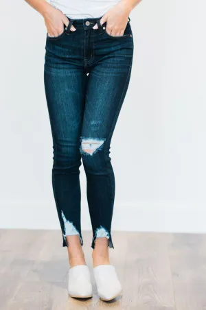 Novah Distressed Dark Wash Skinny Jeans