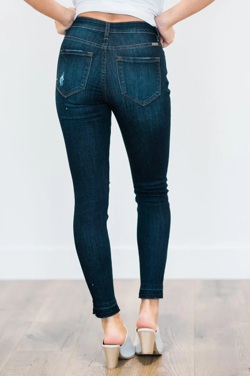 Novah Distressed Dark Wash Skinny Jeans