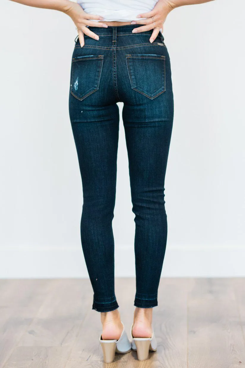 Novah Distressed Dark Wash Skinny Jeans