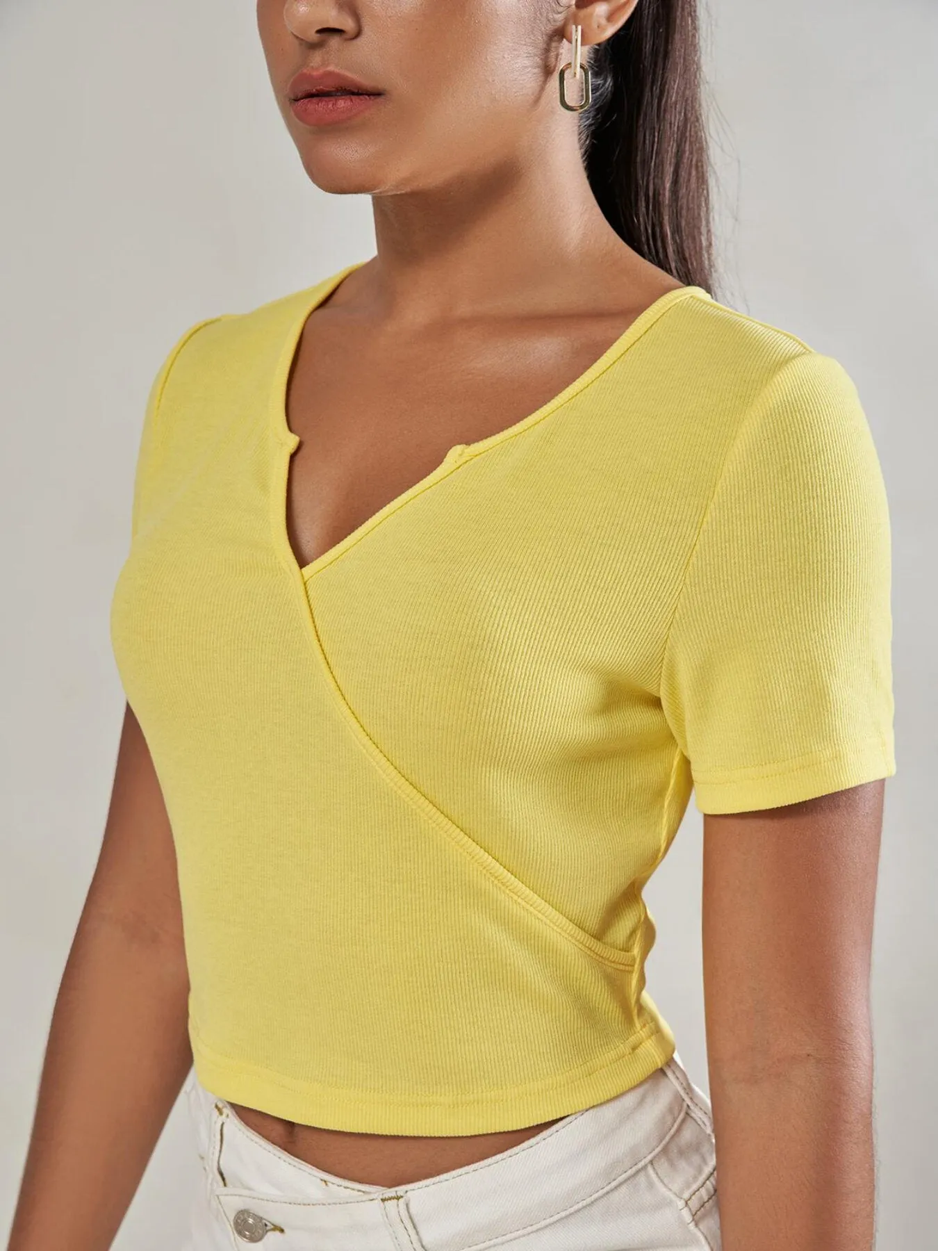 OL Notched Neck Crop Tee