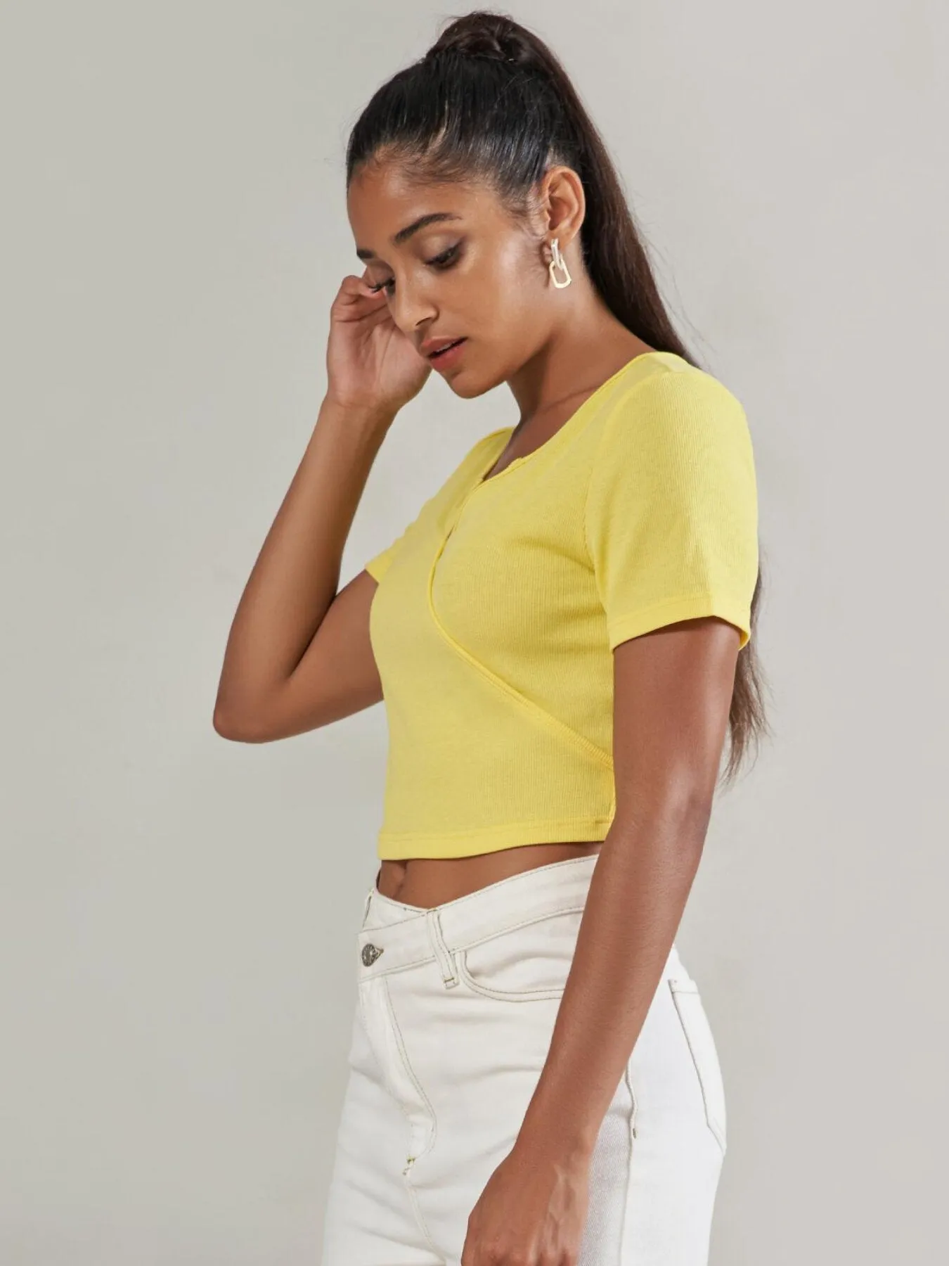 OL Notched Neck Crop Tee