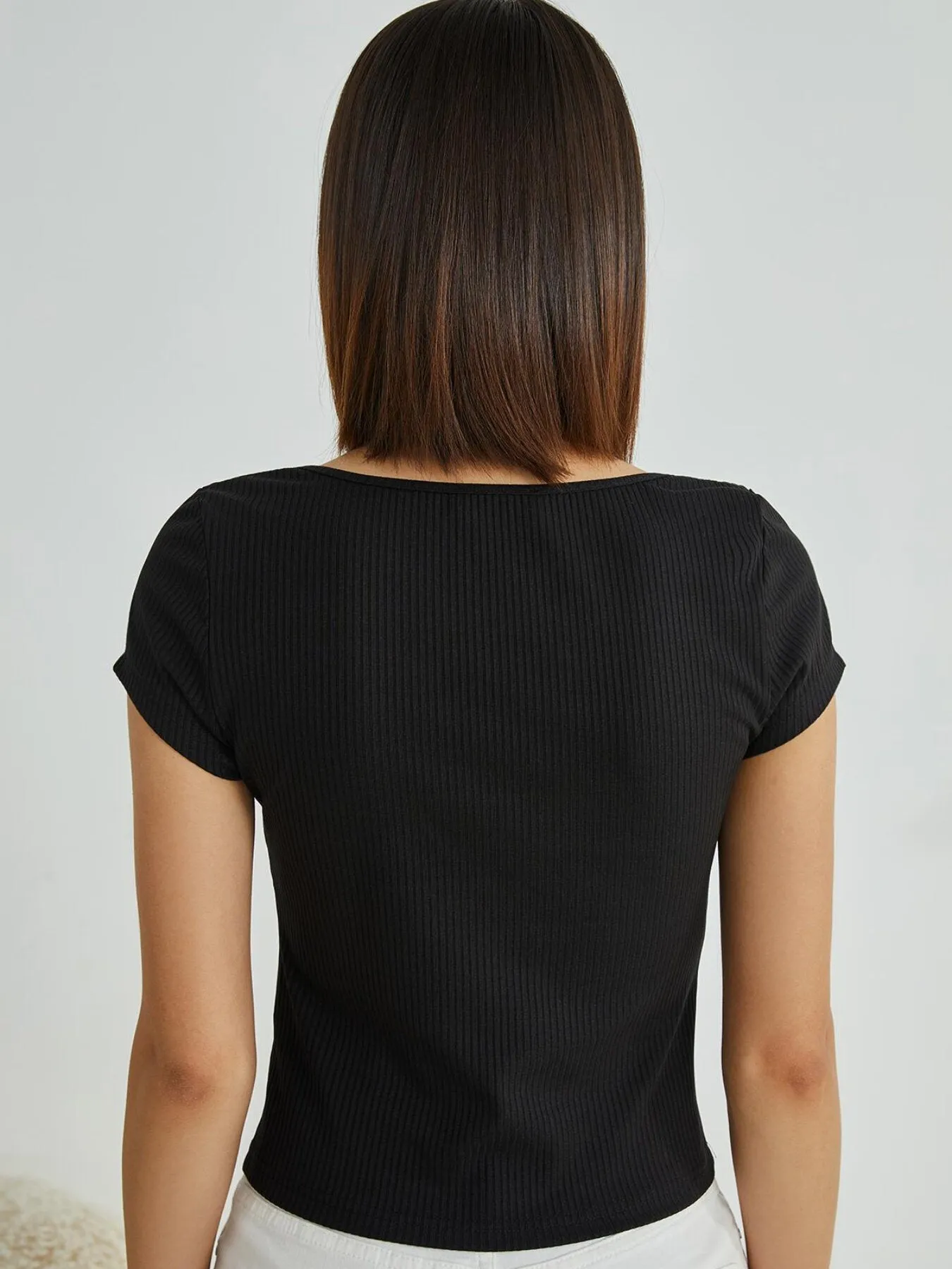 OL Plain Square Neck Rib Tee