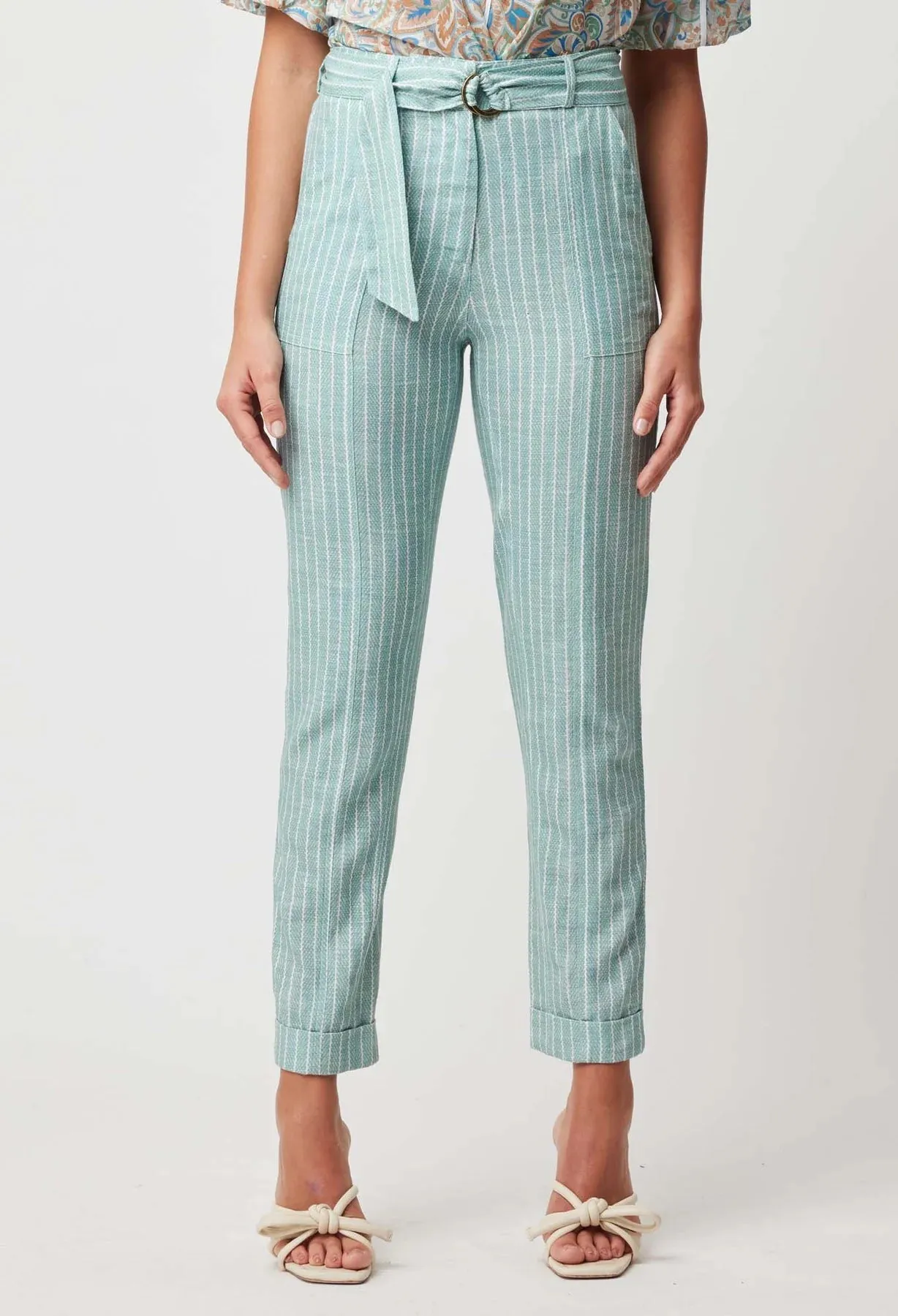 ONCE WAS TRANSIT LINEN VISCOSE PANT IN CAPRI STRIPE