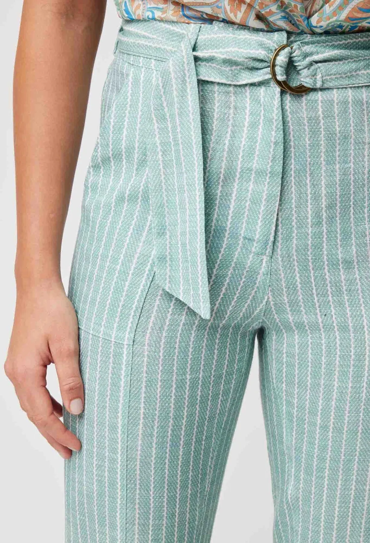 ONCE WAS TRANSIT LINEN VISCOSE PANT IN CAPRI STRIPE