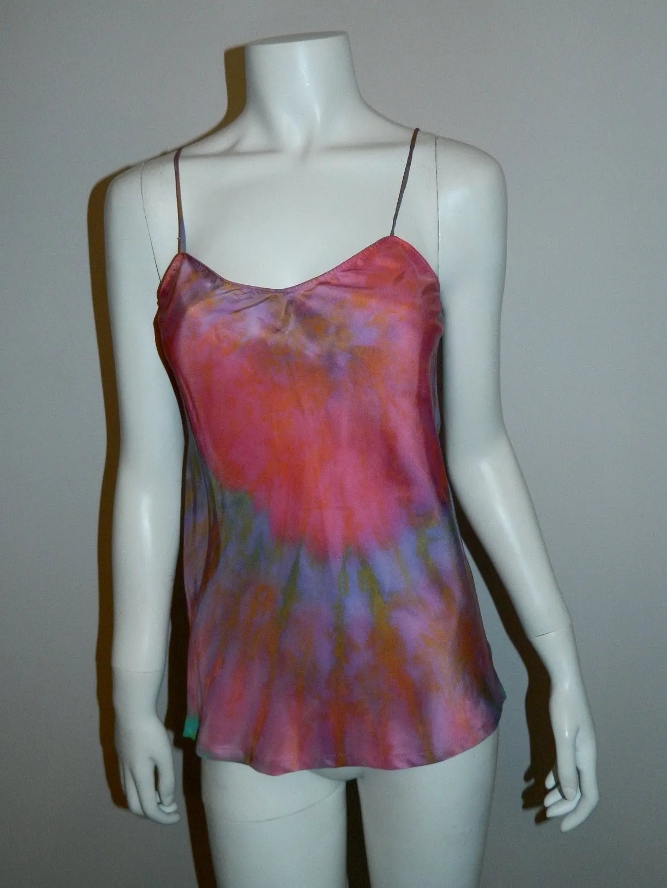 pastel rainbow HAND DYED silk camisole / 1970s vintage / OOAK artist made