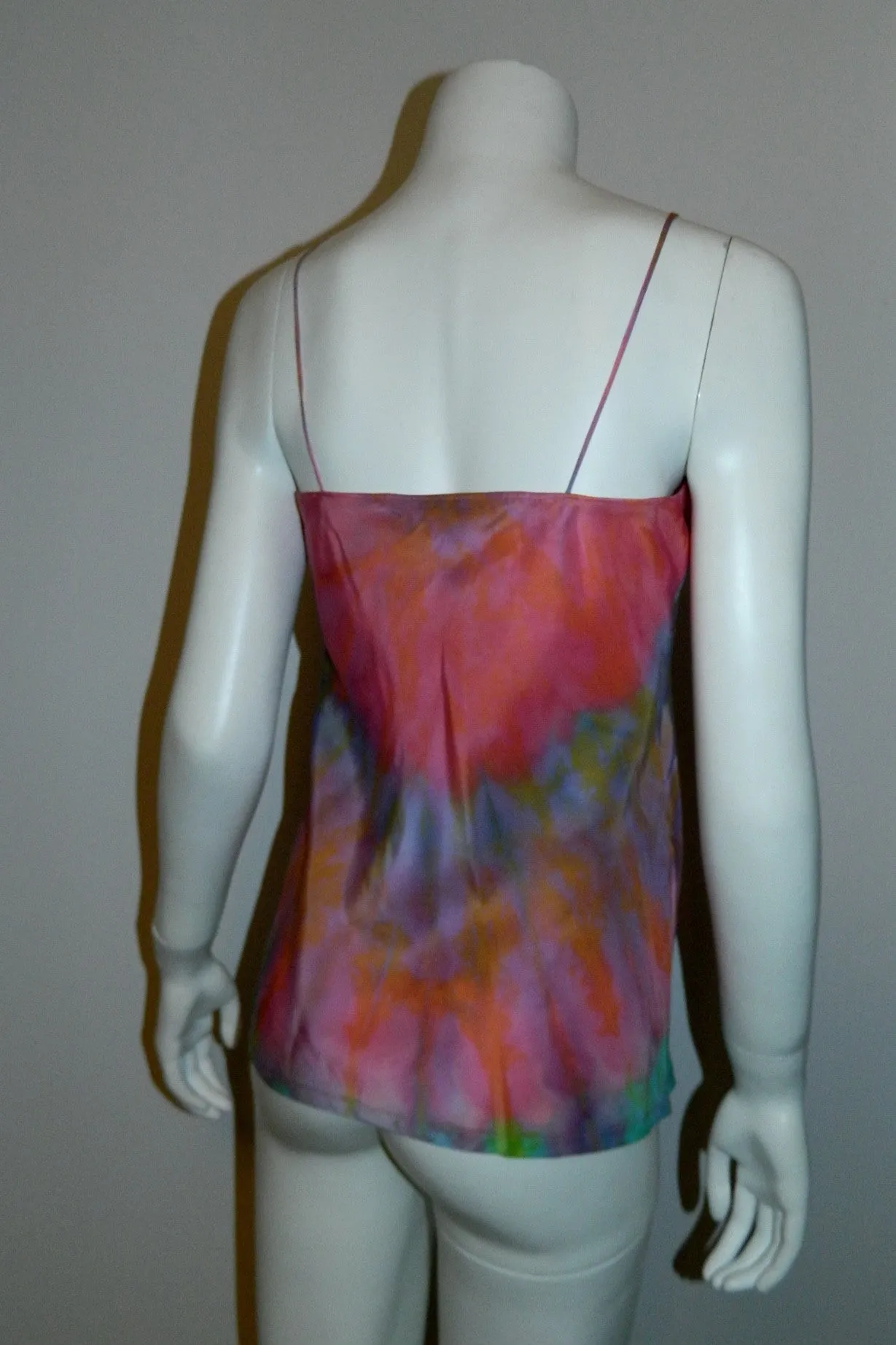 pastel rainbow HAND DYED silk camisole / 1970s vintage / OOAK artist made