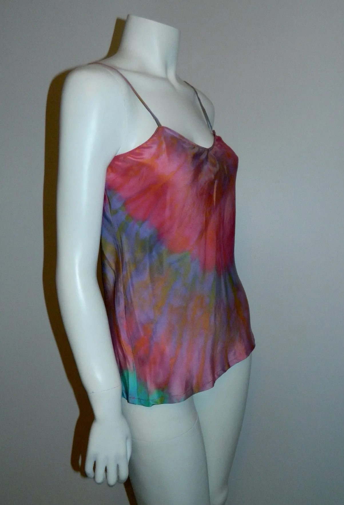 pastel rainbow HAND DYED silk camisole / 1970s vintage / OOAK artist made