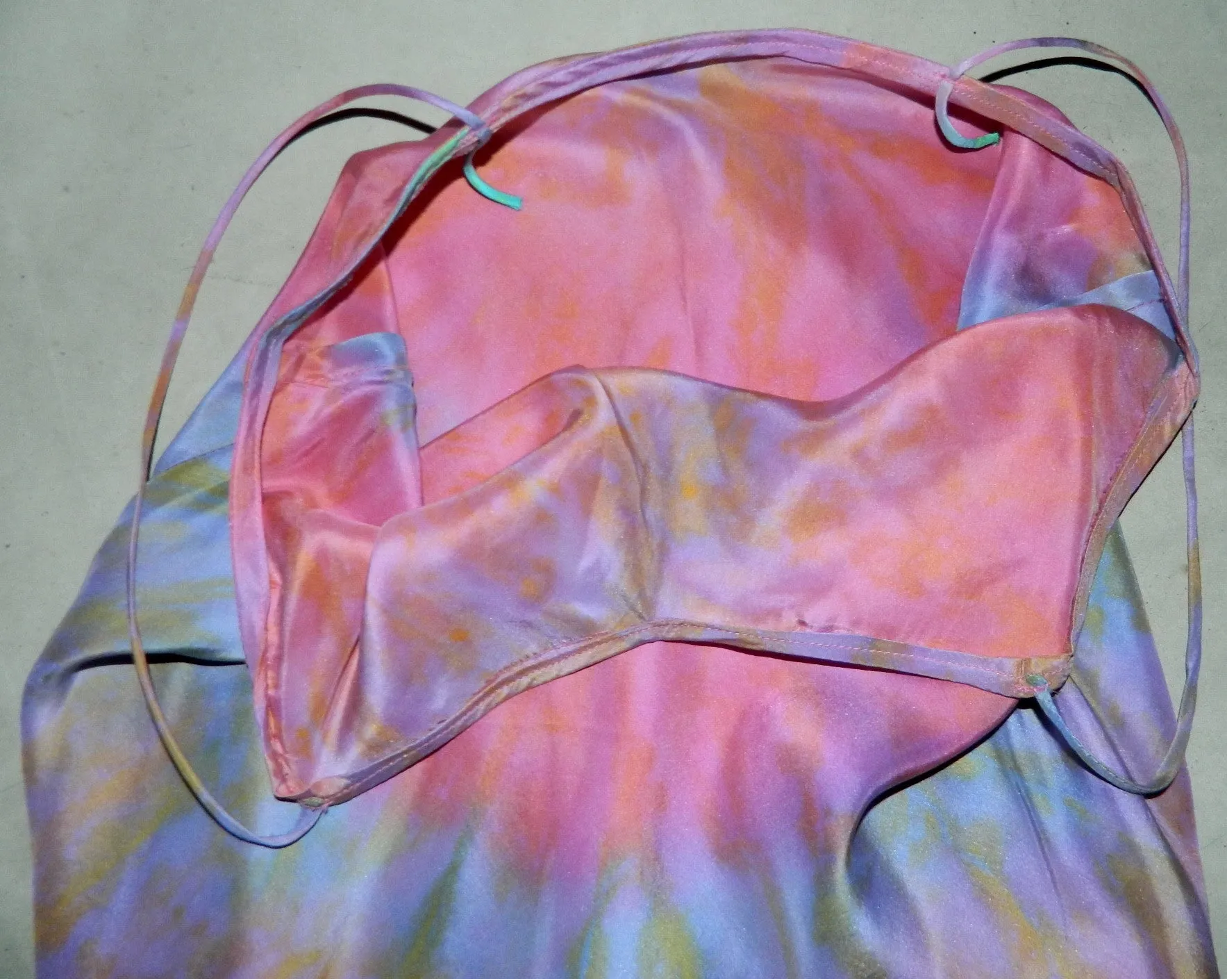 pastel rainbow HAND DYED silk camisole / 1970s vintage / OOAK artist made