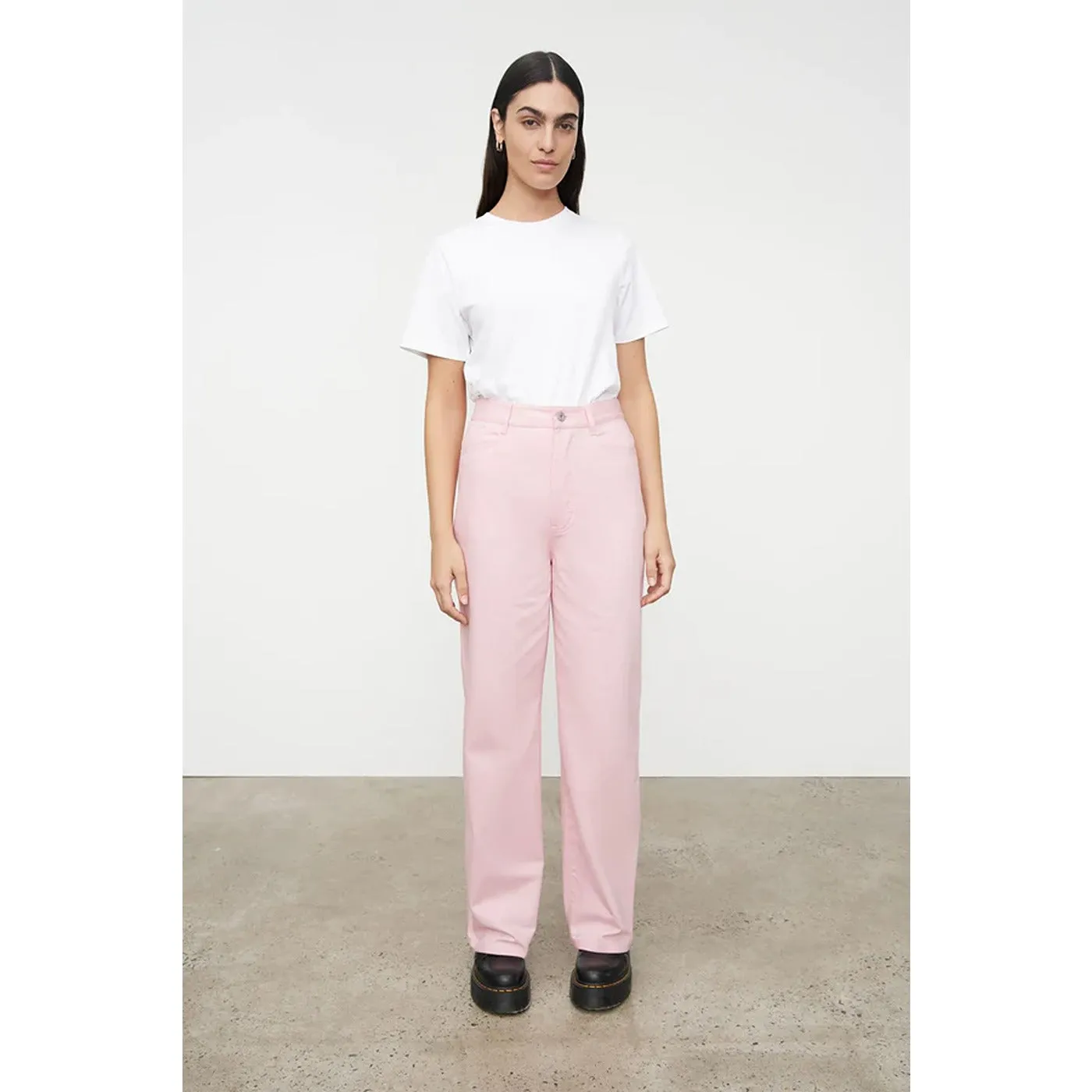 Pink Straight Leg High Rise Jeans