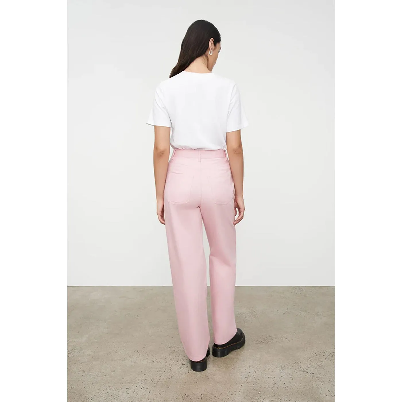 Pink Straight Leg High Rise Jeans