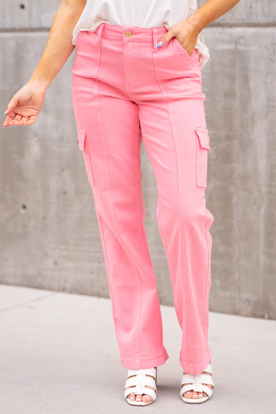 Pretty in Pink High Rise Cargo Straight