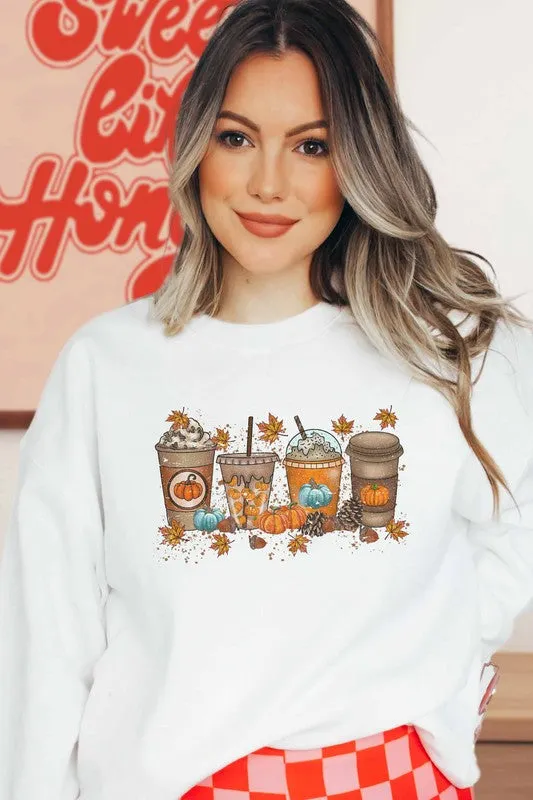 PUMPKIN SPICE LATTE GRAPHIC SWEATSHIRT PLUS SIZE