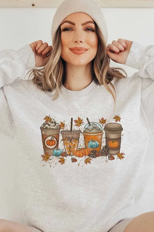 PUMPKIN SPICE LATTE GRAPHIC SWEATSHIRT PLUS SIZE