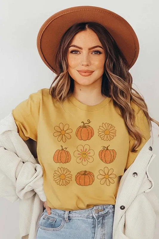 PUMPKINS AND FLOWERS GRAPHIC TEE PLUS SIZE