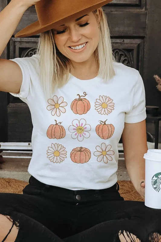 PUMPKINS AND FLOWERS GRAPHIC TEE PLUS SIZE