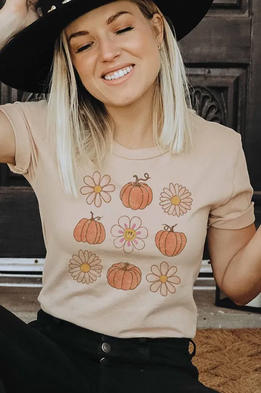 PUMPKINS AND FLOWERS GRAPHIC TEE PLUS SIZE