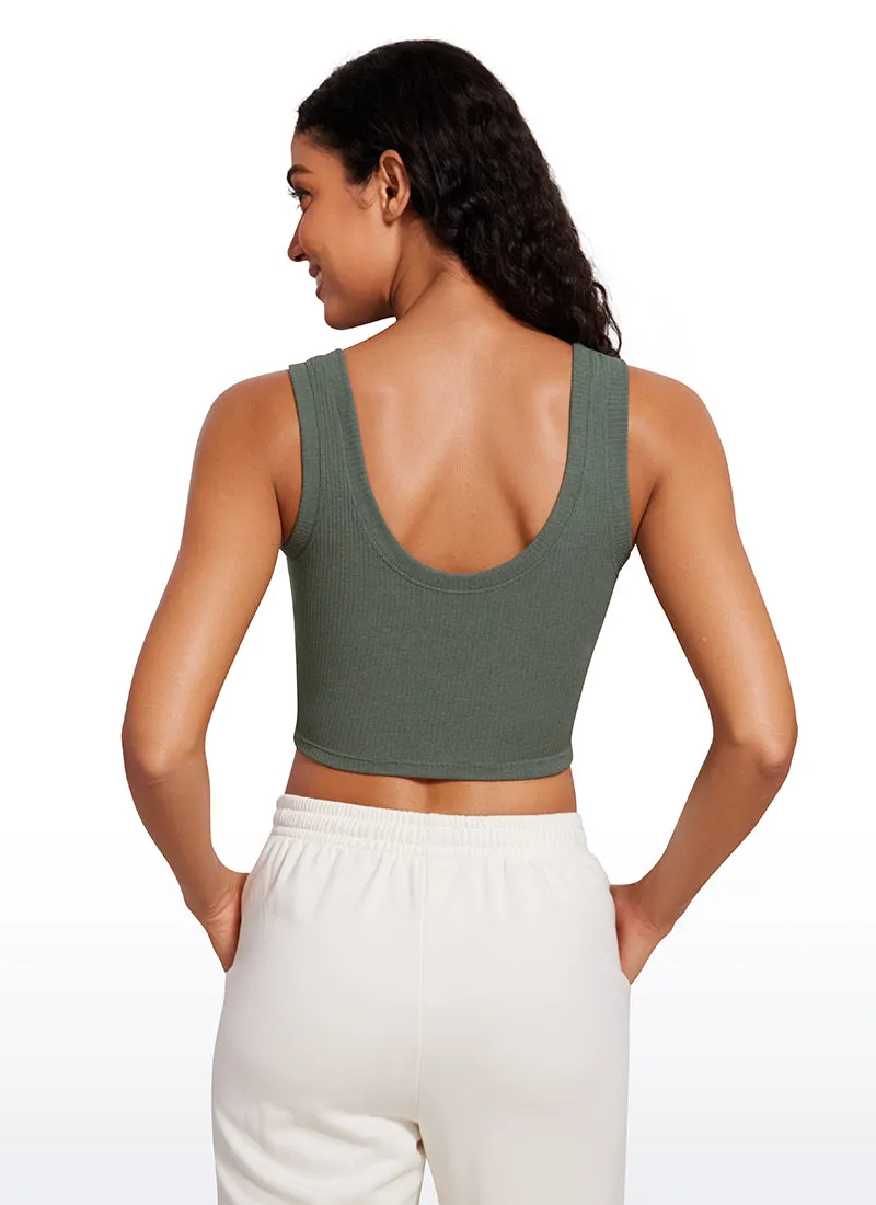 Ribbed Cropped Length Scoop Neck Tank