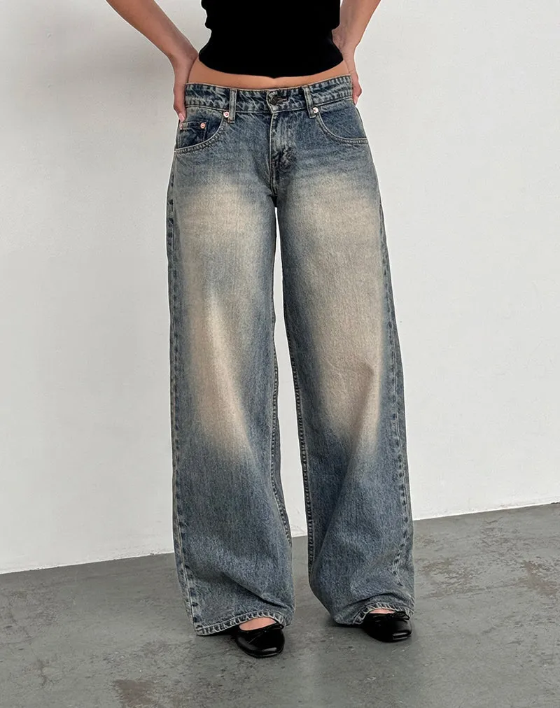 Roomy Extra Wide Low Rise Jeans in Dirty Blue