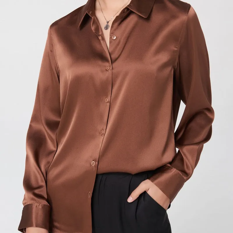 Silk long sleeve shirt women