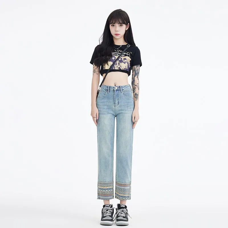 Simplicity Straight Leg Embroidery Jeans