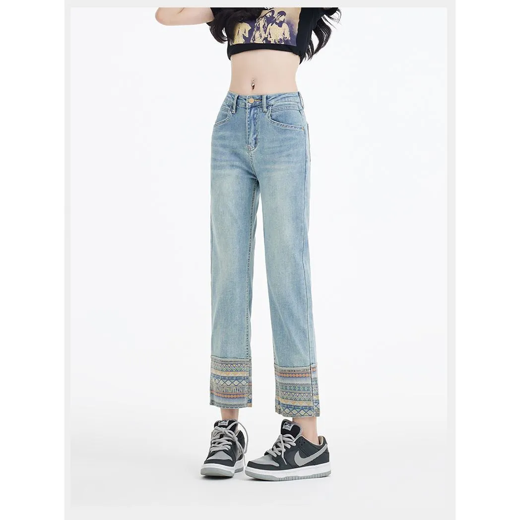 Simplicity Straight Leg Embroidery Jeans