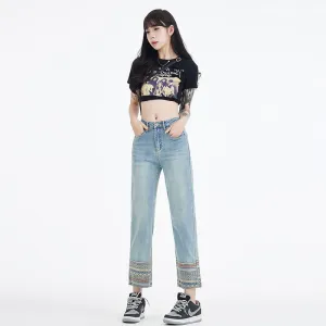 Simplicity Straight Leg Embroidery Jeans