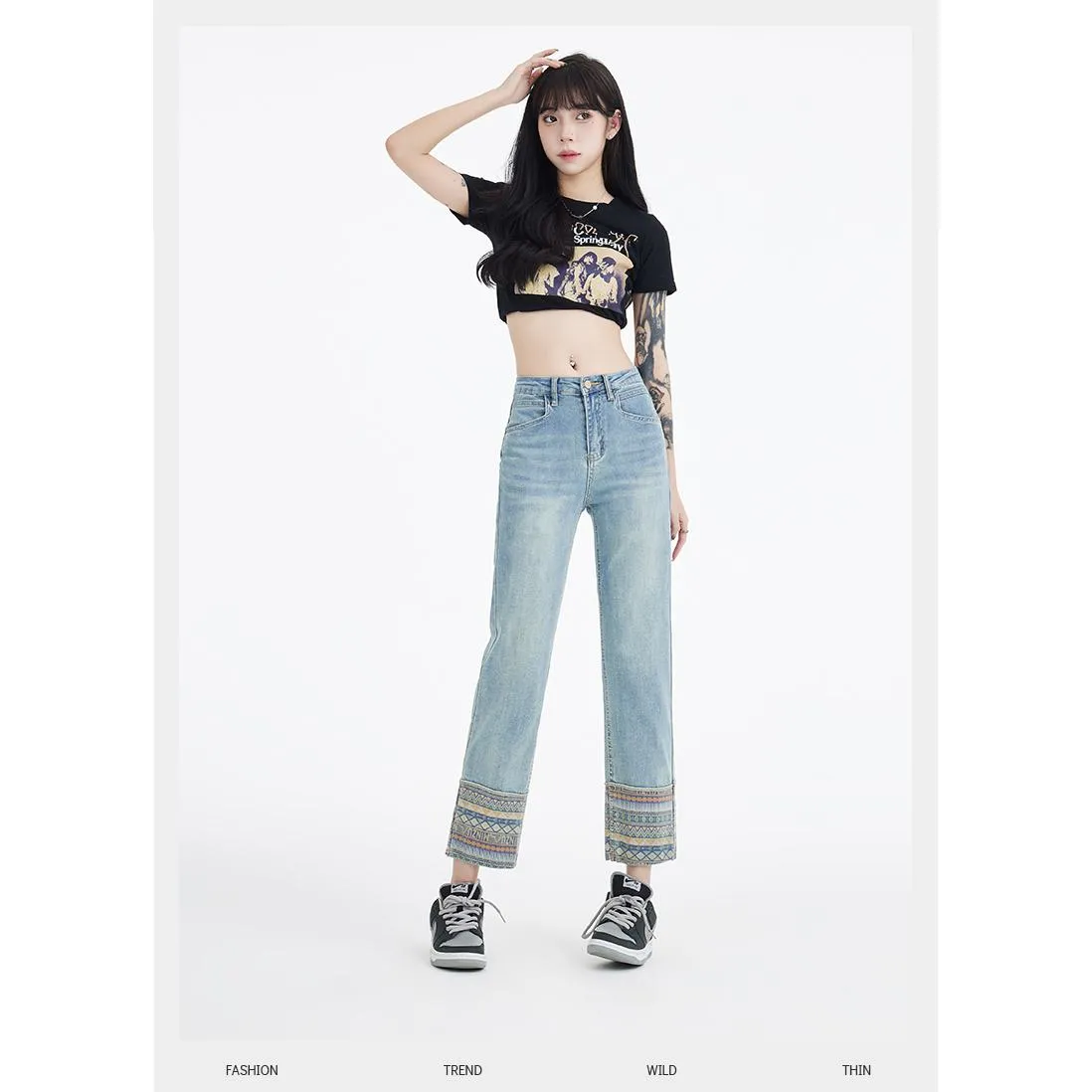 Simplicity Straight Leg Embroidery Jeans