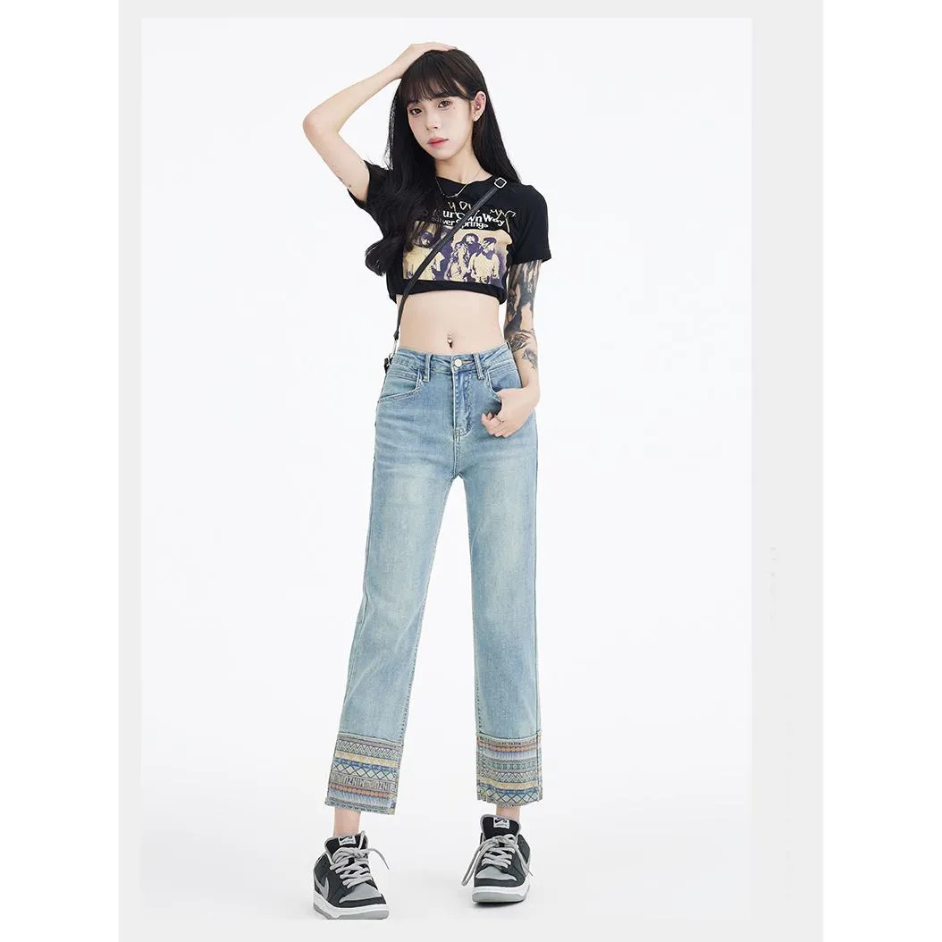 Simplicity Straight Leg Embroidery Jeans