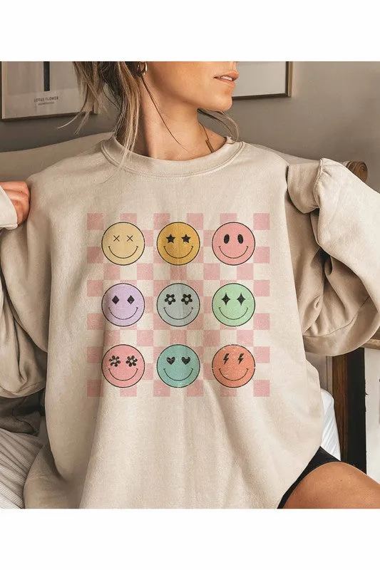 SMILEY CHECKER  SWEATSHIRT PLUS SIZE