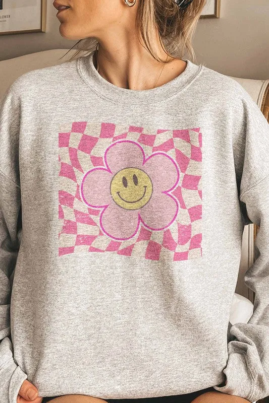 SMILEY CHECKER SWEATSHIRT PLUS SIZE