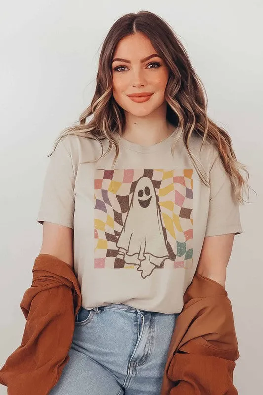 SPOOKY CHECKER GRAPHIC TEE PLUS SIZE