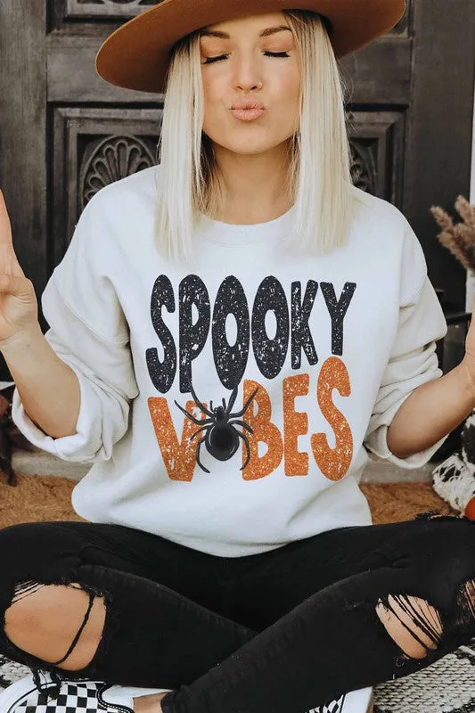 SPOOKY VIBES GRAPHIC SWEATSHIRT PLUS SIZE