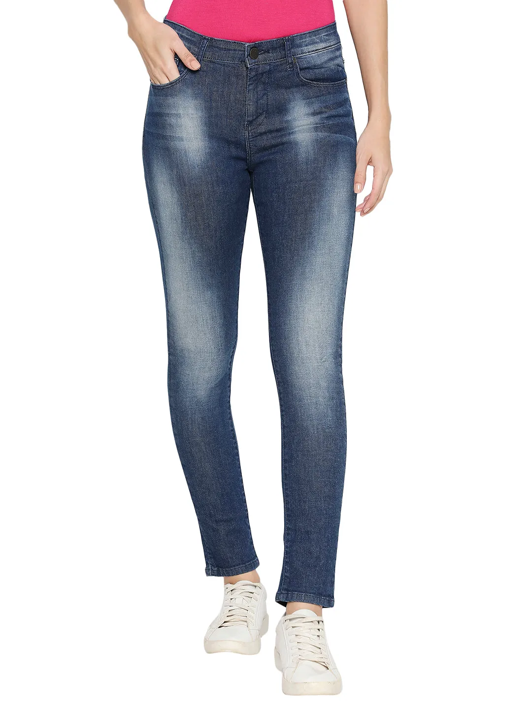 Spykar Cotton Mid Rise Skinny Ankle Length Fit Women Jeans (Adora)