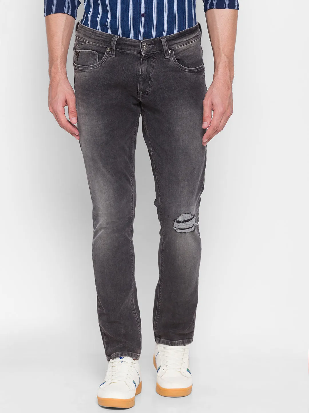 Spykar Grey Cotton Men Jeans (Skinny)