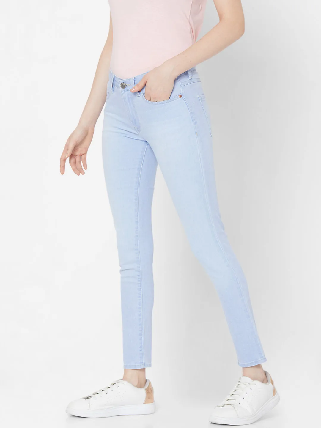 Spykar Lt Blue Solid Skinny Mid-Rise Women Jeans (Alicia)